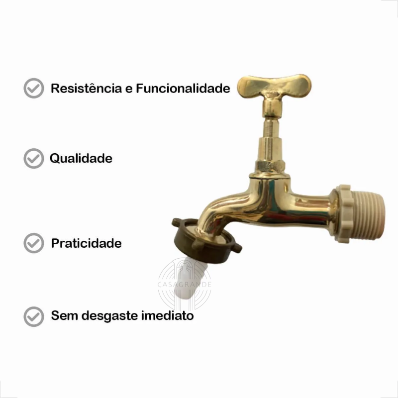 Torneira para Jardim Curta 1128 Amarela Casagrande Mundial - 6