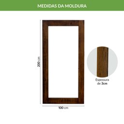 Espelho Retangular Rústico com Moldura Flower Canela 200cm X 100cm Iaza Móveis - 5