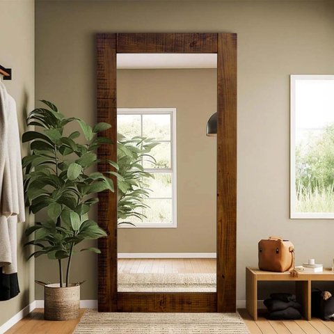 Espelho Retangular Rústico com Moldura Flower Canela 200cm X 100cm Iaza Móveis