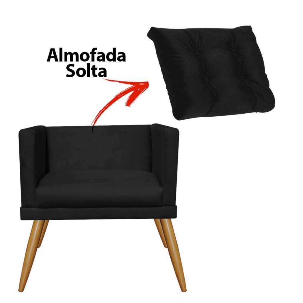 Kit 05 Poltrona Cadeira Milena Confort Com almofada Sala Recepção Escritório Pé Carvalho Corino - 2