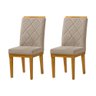 Kit 2 Cadeiras de Jantar Estofada Suede Bege Diana com Acabamento Base em Madeira Maciça - 1