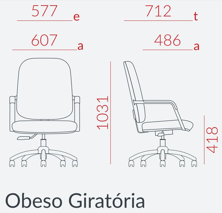 Cadeira Giratoria Operativa Plus Size suporta até 185kg Poliéster - Plaxmetal - 6