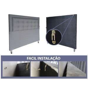 Cabeceira Cama King Capitone Sophia Provençal Suede Preto 120 Rbl - 4