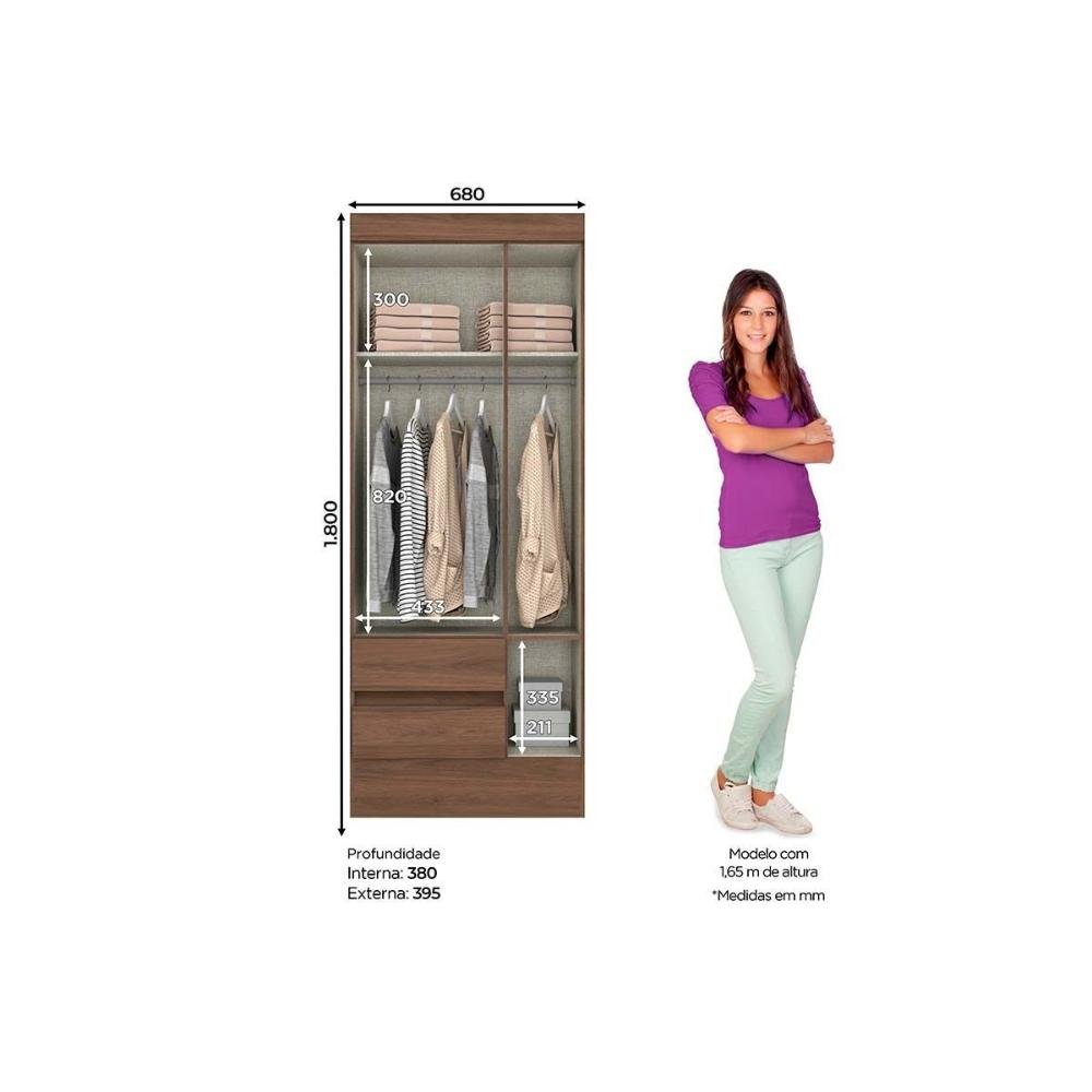 Guarda Roupa 3 Portas de Abrir e 2 Gavetas Briz Bs05 Nature/off White - Henn - 3