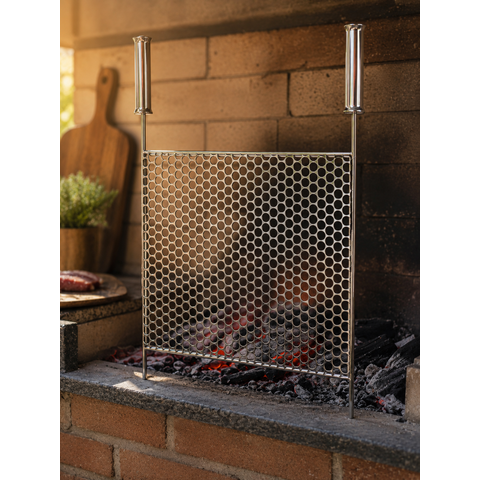 Grelha Moeda Inox 304 Premium Churrasco com Barra Reforçada