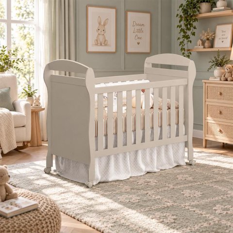 Berço Mini Cama Danny Areia Fosco com Colchão D18 de 10cm - Reller Móveis