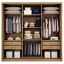 Ver imagem 2 de Guarda Roupa Casal Medelim 3 Portas 4 Gavetas Cumaru 25 Fendi com Espelho – Novo Horizonte
