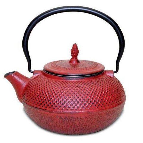 Chaleira De Ferro Fundido Vermelha Cesto De Inox 8180 Mta