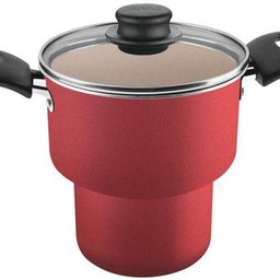 Cuscuzeira 14cm de diâmetro de Alumínio, Revestimento Interno e Externo Antiaderente, Tampa de Vidro - 1