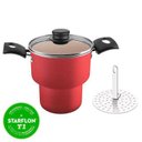 Ver imagem 3 de Cuscuzeira 14cm de diâmetro de Alumínio, Revestimento Interno e Externo Antiaderente, Tampa de Vidro