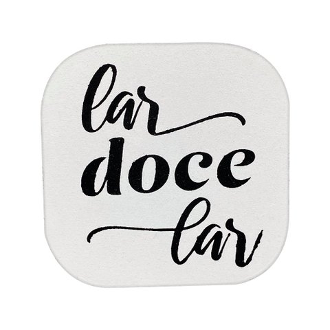Suporte Decorativo de Madeira Lar Doce Lar Branco 6x6x5 cm - D’Rossi