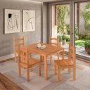 Ver imagem 5 de Conjunto de Mesa com 4 Cadeiras em Madeira Maciça Cor Mel