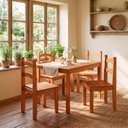 Ver imagem 3 de Conjunto de Mesa com 4 Cadeiras em Madeira Maciça Cor Mel
