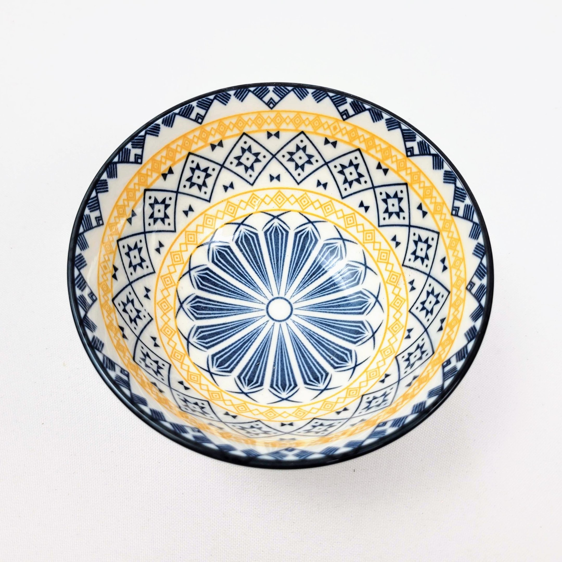 Bowl Azul e Branco Amarelo Floral 6x12cm Cerâmica - 4