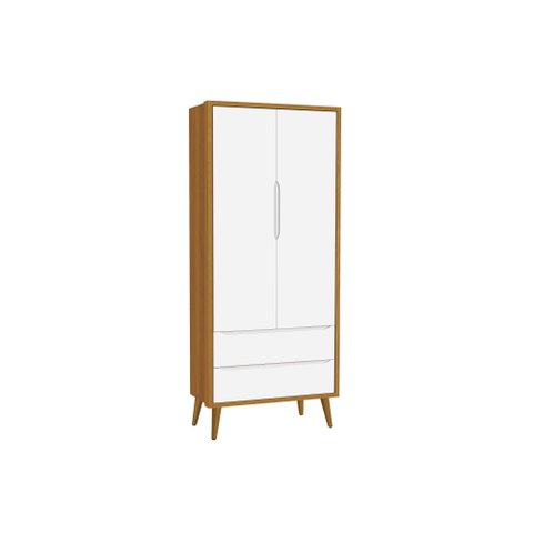 Guarda-Roupa para Quarto Infantil Retrô 2 Portas Classic New:Brancosavana/Madeira