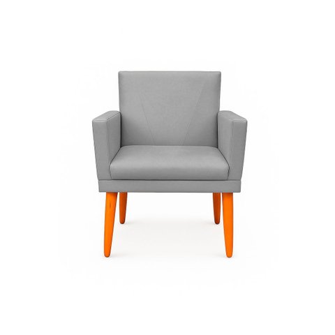 Poltrona Cadeira para Sala Confortável e Minimalista Paris em Suede Cinza