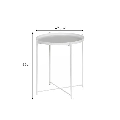 Mesa Lateral em Metal Brass 52 Cm X 47 Cm Branca