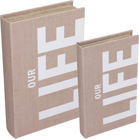 Kit 2 Caixa Organizadora Decorativa Home&co Livro Mdf Bege