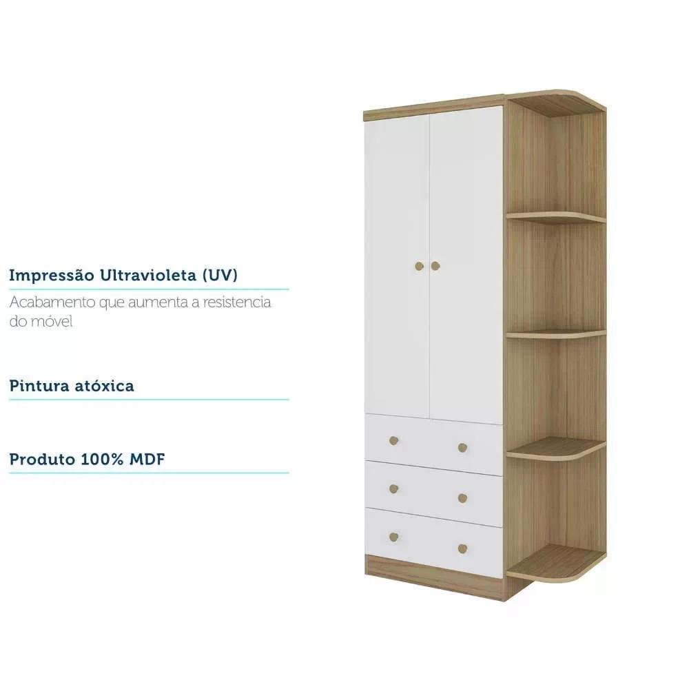 Quarto de Bebê Completo com Guarda Roupa Cômoda e Berço Mini Cama 100% Mdf Pega-pega Móveis - 8