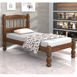 Cama Solteiro Madeira Maciça Torneada - Castanho - 5