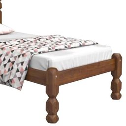 Cama Solteiro Madeira Maciça Torneada - Castanho - 4