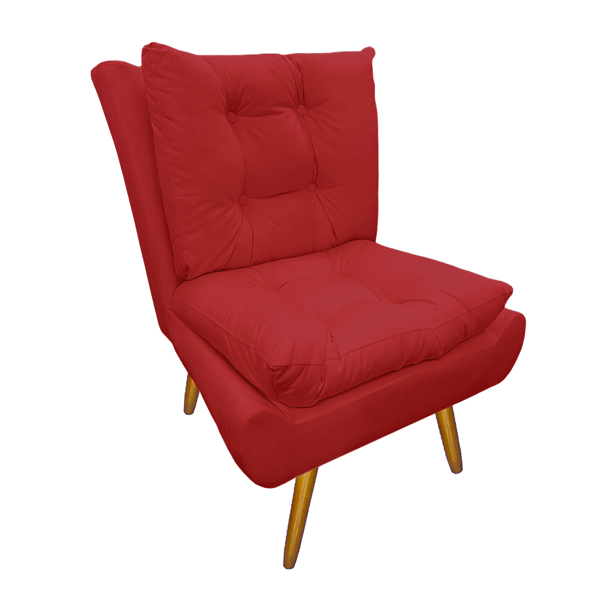 Combo 1 Poltrona e 1 Puff Para Recepção Quarto Sala Karen Suede Vermelho - DL Decor - 2
