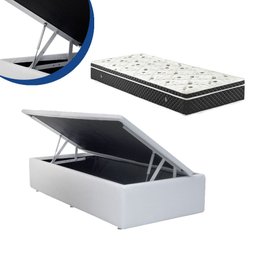 Cama Box Baú Solteiro Colchão Molas Bonnel + Box Sintético Branco 69x88x188 - 5