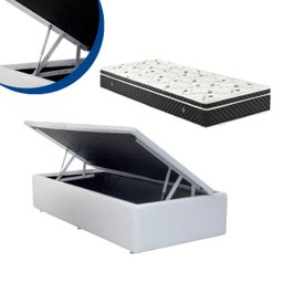 Cama Box Baú Solteiro Colchão Molas Bonnel + Box Sintético Branco 69x88x188 - 6