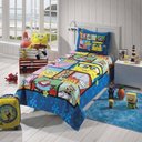 Ver imagem 1 de Kit Colcha Solteiro 100% Algodão Bob Esponja - Dohler Azul