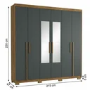 Ver imagem 3 de Guarda-Roupa Casal 6 Portas, 2 Gavetas, Pés e Espelho MDF Cuiabá Cinza Cinamomo/Urban