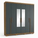Ver imagem 2 de Guarda-Roupa Casal 6 Portas, 2 Gavetas, Pés e Espelho MDF Cuiabá Cinza Cinamomo/Urban