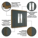 Ver imagem 4 de Guarda-Roupa Casal 6 Portas, 2 Gavetas, Pés e Espelho MDF Cuiabá Cinza Cinamomo/Urban