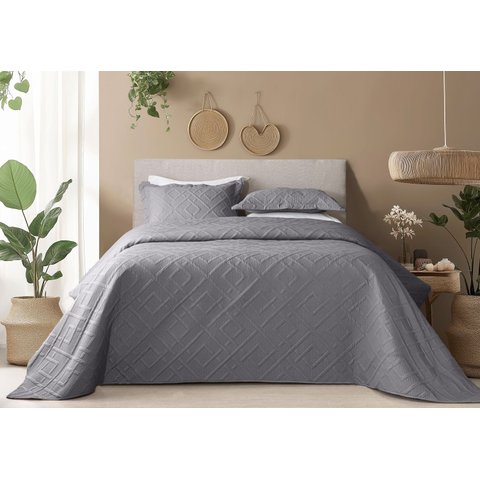 Kit Colcha Madison Casal 220x240cm 100% Poliéster - Rozac - Cinza