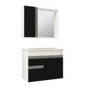 Ver imagem 2 de Conjunto Gabinete de Banheiro com Cuba e Espelheira Suspenso 60cm Napoli Branco/Preto