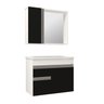 Conjunto Gabinete de Banheiro com Cuba e Espelheira Suspenso 60cm Napoli Branco/Preto - 2