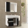 Conjunto Gabinete de Banheiro com Cuba e Espelheira Suspenso 60cm Napoli Branco/Preto - 5