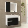Conjunto Gabinete de Banheiro com Cuba e Espelheira Suspenso 60cm Napoli Branco/Preto - 4