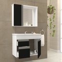 Ver imagem 5 de Conjunto Gabinete de Banheiro com Cuba e Espelheira Suspenso 60cm Napoli Branco/Preto