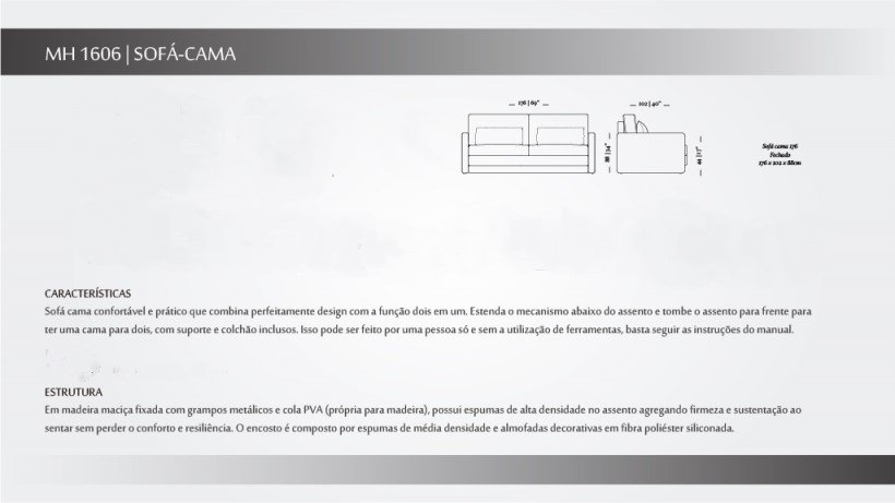 Sofá cama casal 176cm  MH 1606 - 6