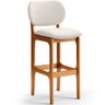 Kit 2 Banquetas Alta Bar Cozinha Sala Jantar Fixa Betta L02 Imbuia Linho Cru - Lyam Decor - 3