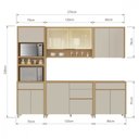 Ver imagem 3 de Cozinha 5 Peças Condessa Vidro Nesher MDF Carvalho-Greige