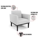Ver imagem 6 de Kit 2 Poltronas Base de Madeira Fixa Preto Marisa Linho Cinza A05 D03 - D’Rossi