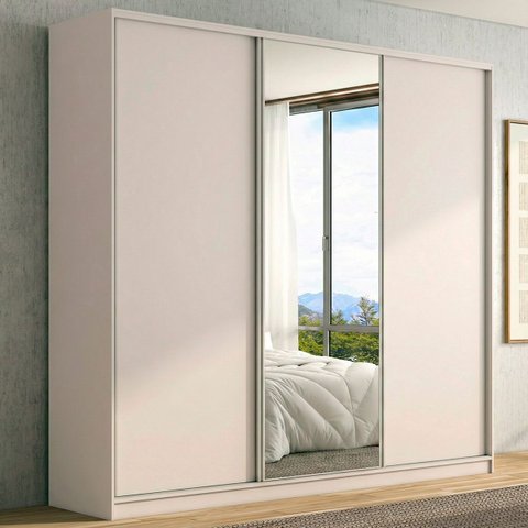 Guarda Roupa Bend em Mdf 260x240cm 3 Portas com Espelho Luna C830