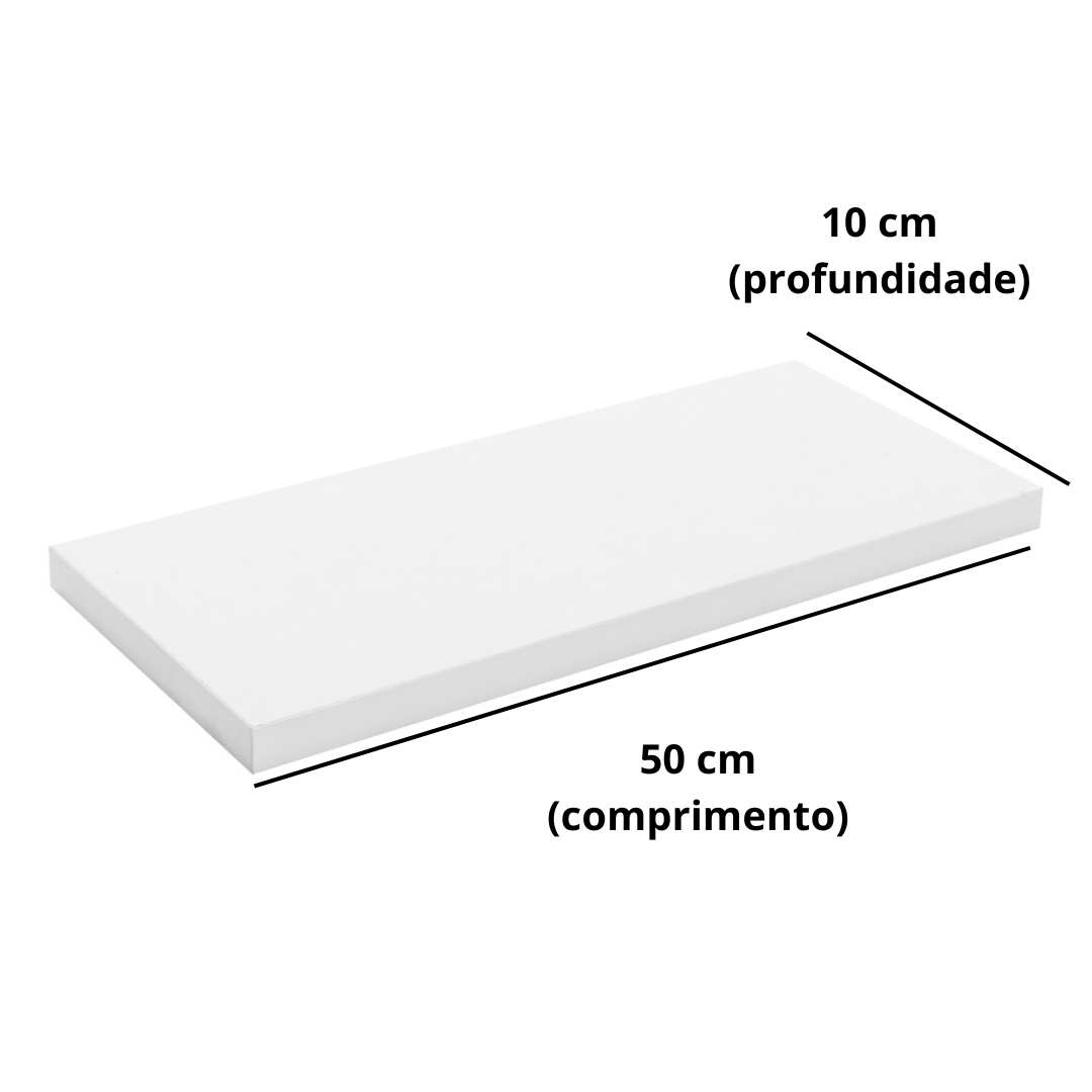 Tábua / Prateleira 100% MDF Branco 15 mm - 50 x 10 cm - 2