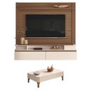 Ver imagem 1 de Home Suspenso Astor Castanho Off White com Mesa de Centro Liz Off White - Hb Móveis