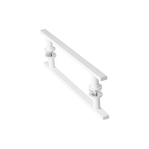 Puxador de Porta Vidro Pivotante Madeira Branco 20cm Ms Fs