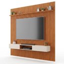 Ver imagem 1 de Painel com Bancada Suspenso para TV Trento 250 Ripado Freijó Off White- DJ Móveis