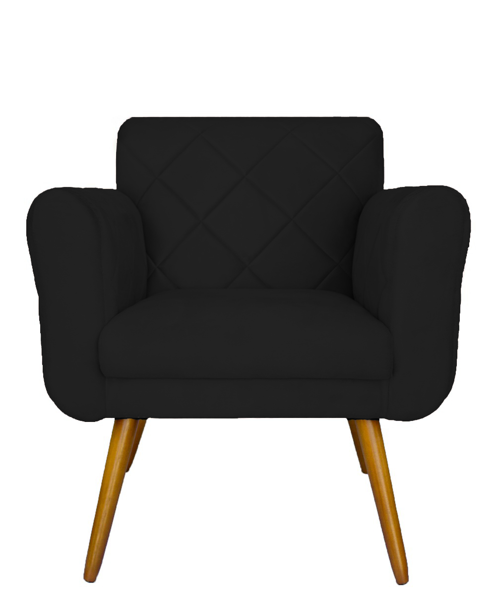 Kit 2 Poltronas Decorativa Sala Recepção em Tressê Isabella Suede Preto- Dl Decor - 3