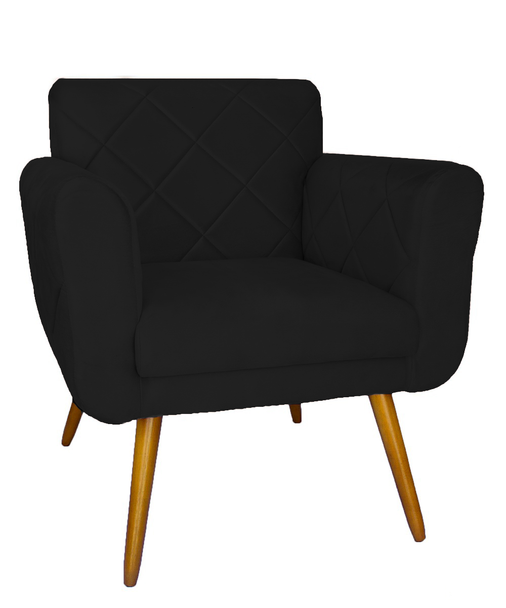 Kit 2 Poltronas Decorativa Sala Recepção em Tressê Isabella Suede Preto- Dl Decor - 2