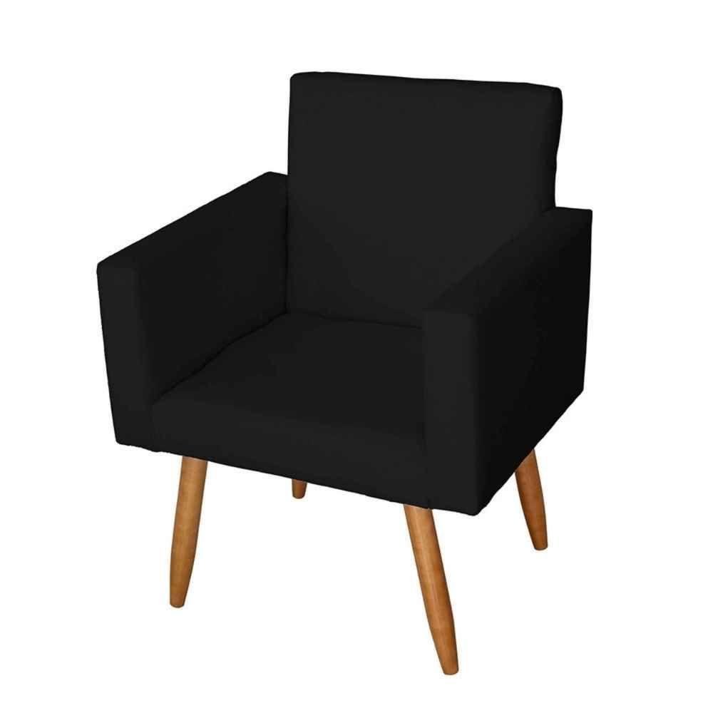 Kit Sofá 2 Lugares e 2 Poltrona para Sala Lina e 1 Puff Redondo Suede Preto - 5